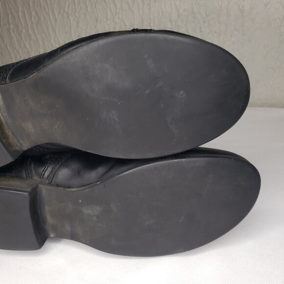 Steve Madden Troopa Boot Sz 8.5 Combat Black Leather Boho Biker Lace Distressed - Picture 15 of 16